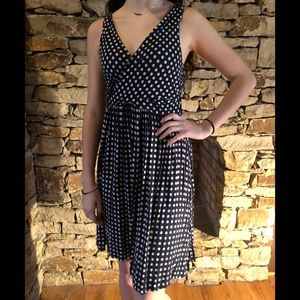 LOFT Black and White Polka Dot Midi Dress